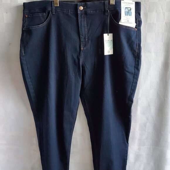 CURVE APPEAL High Rise Tummy Tucking Jeans Skinny Ankle Comfy Fitted Weekend - Picture 2 of 11